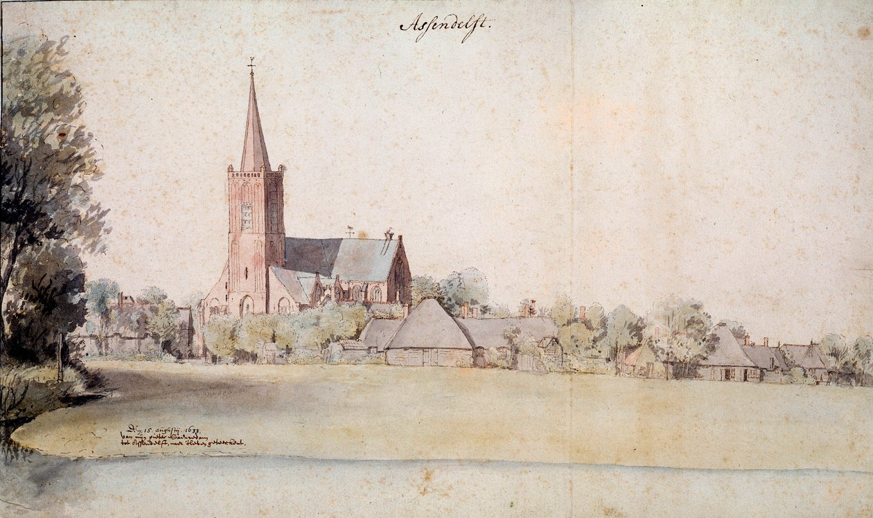 Utsikt över Assendelft i Nederländerna 1633 Teckning av Pieter Jansz (1597-1665) 1633 Paris. holländska institutet av Pieter Jansz Saenredam