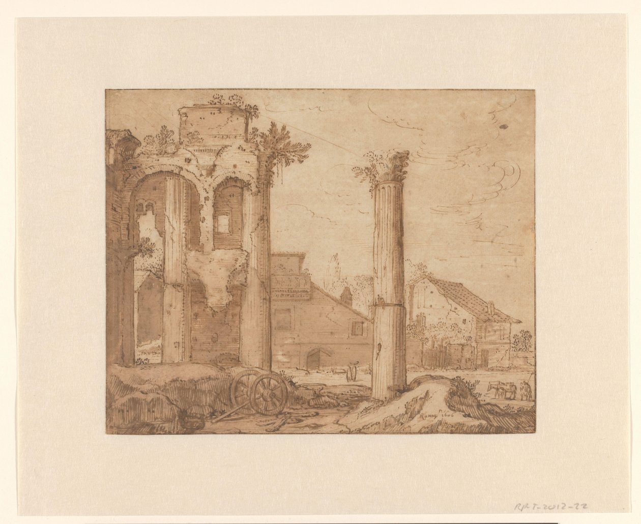 Forum av Nerva i Rom, sett från Minervas tempel av Pieter Lastman