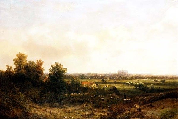 En herde och hans flock nära Haarlem av Pieter Lodewijk Francisco