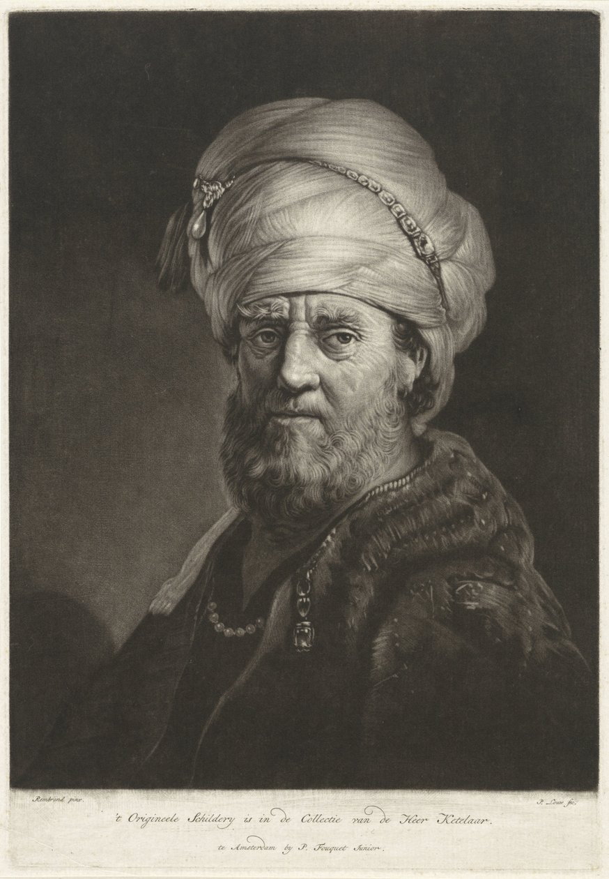 Porträttbyst av en man som bär en turban av Pieter Louw