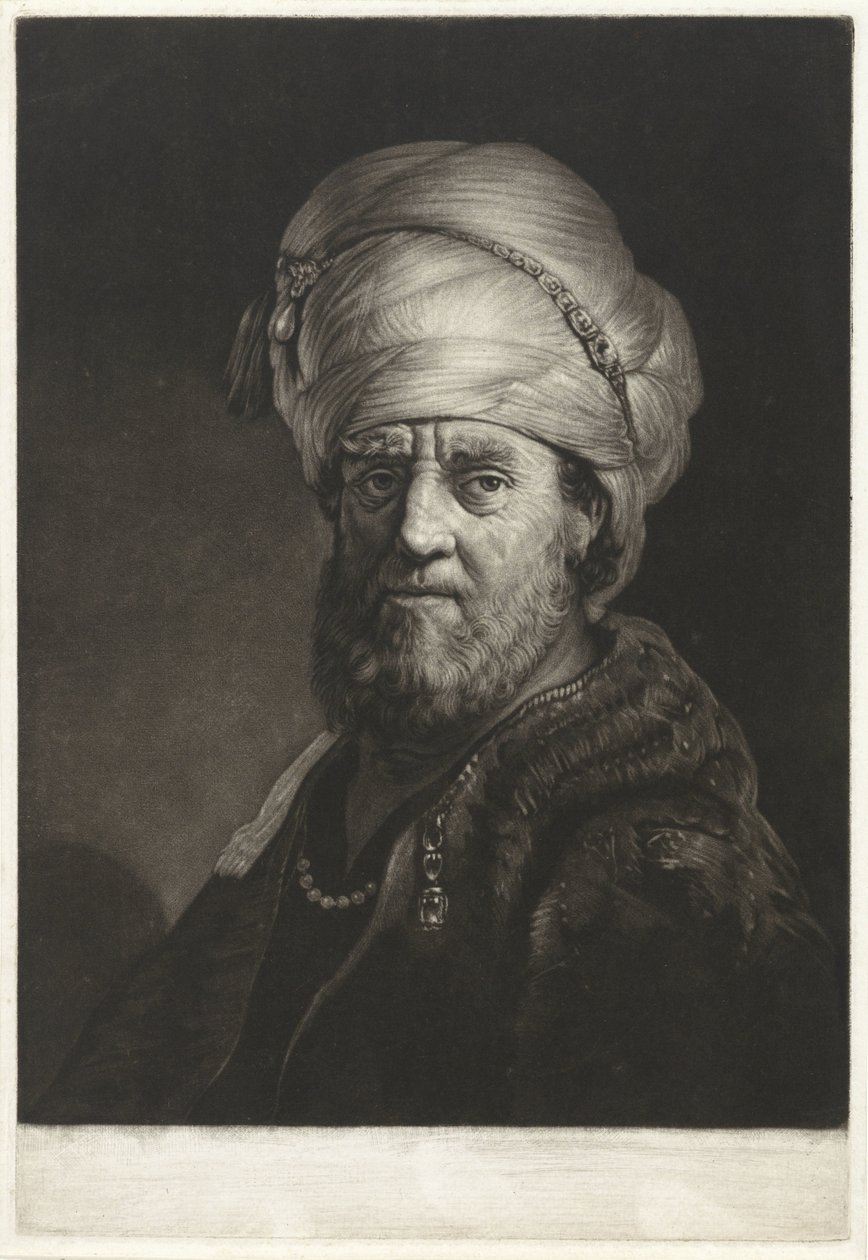 Porträttbyst av en man med en turban av Pieter Louw