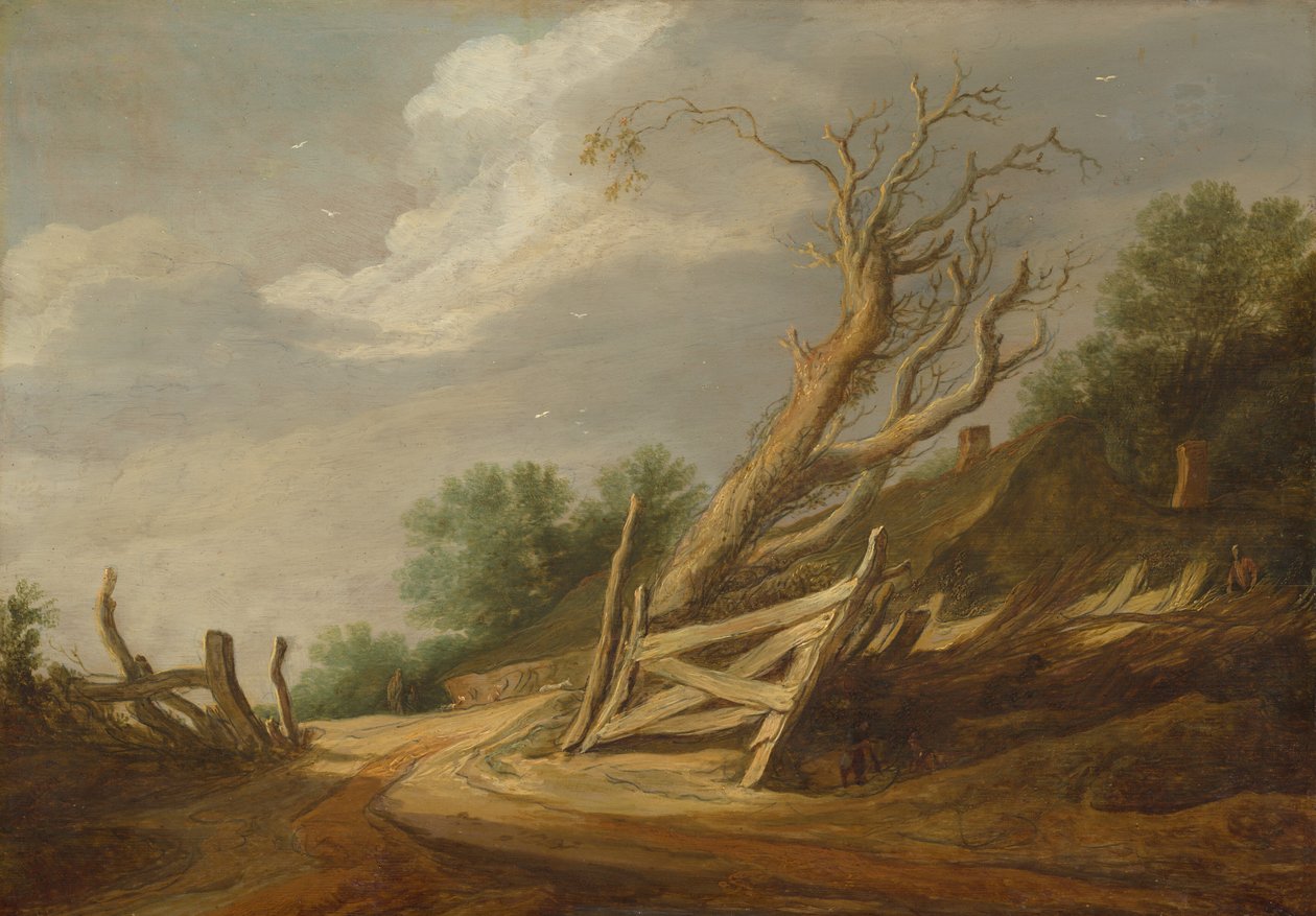 Landskap med öppen port, ca 1630-1635 (olja på pannå) av Pieter Molijn