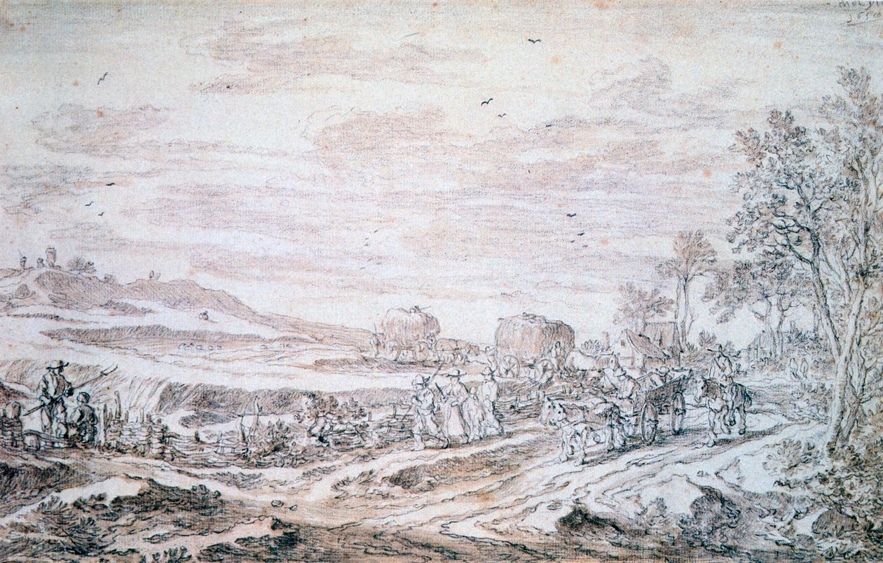 Landskap med skördare, c1615-1661 av Pieter Molijn