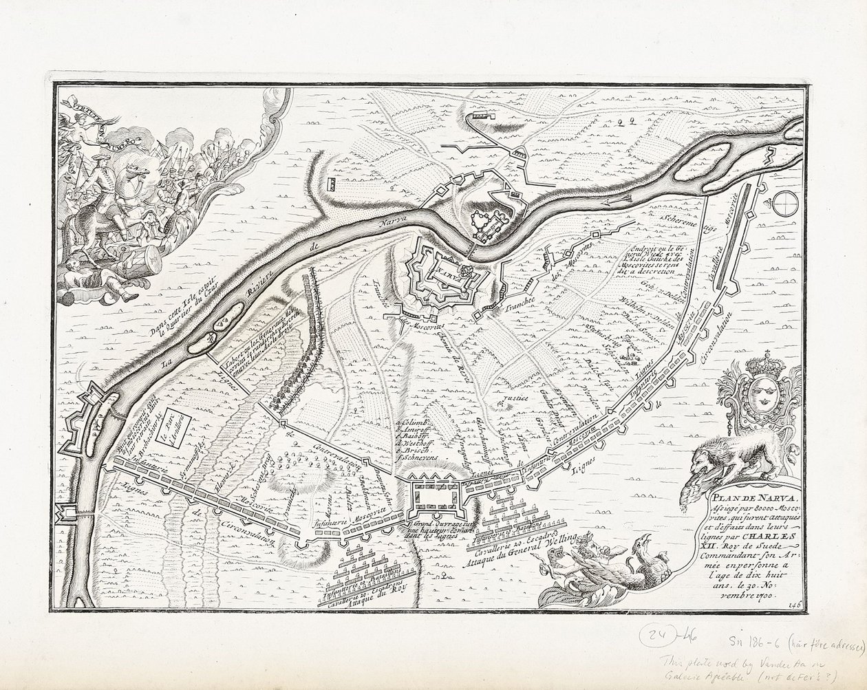 Karta över Narva år 1700 av Pieter Mortier