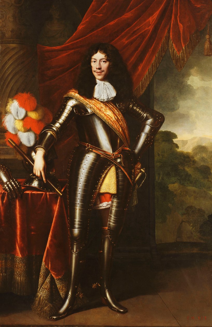 Porträtt av en gentleman, möjligen medlem av Hohenzollern, fullängd, i rustning, av Pieter Nason