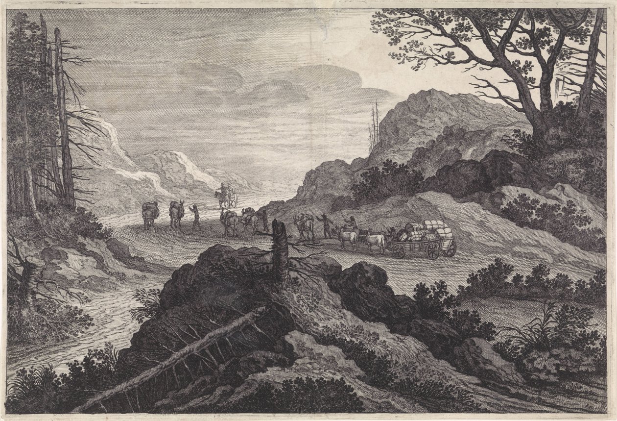 Packa mulor på en väg Landskap (serietitel) av Pieter Nolpe