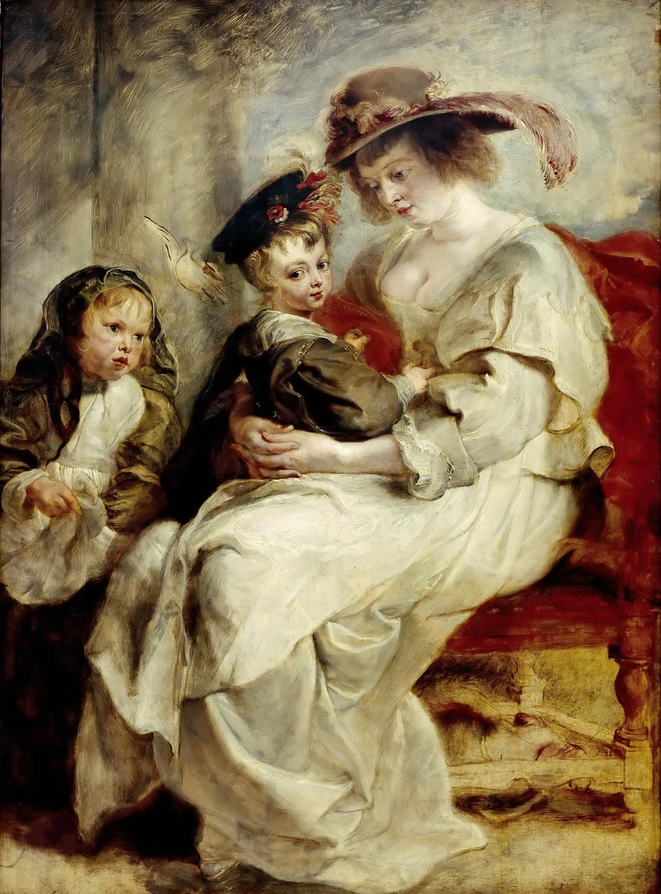 Helena Fourment med två av sina barn, ca 1636. av Pieter Paul Rubens