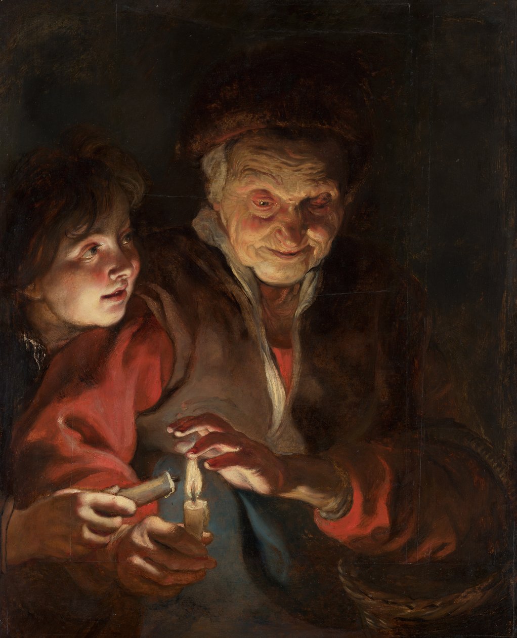 Gammal kvinna och pojke med ljus, ca. 1616-1617. av Pieter Paul Rubens