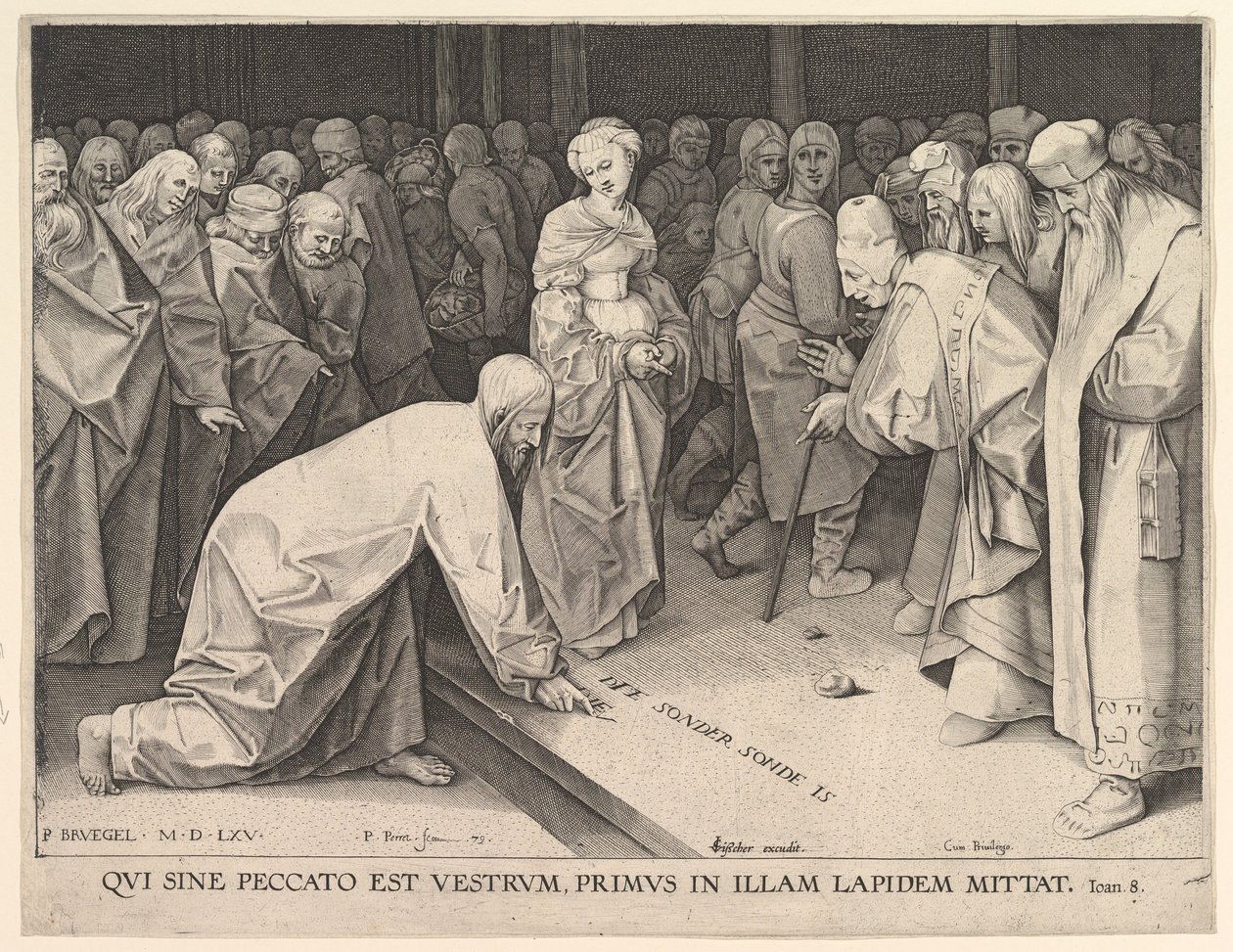 Kristus och kvinnan tagen i äktenskapsbrott, 1579. av Pieter Perret