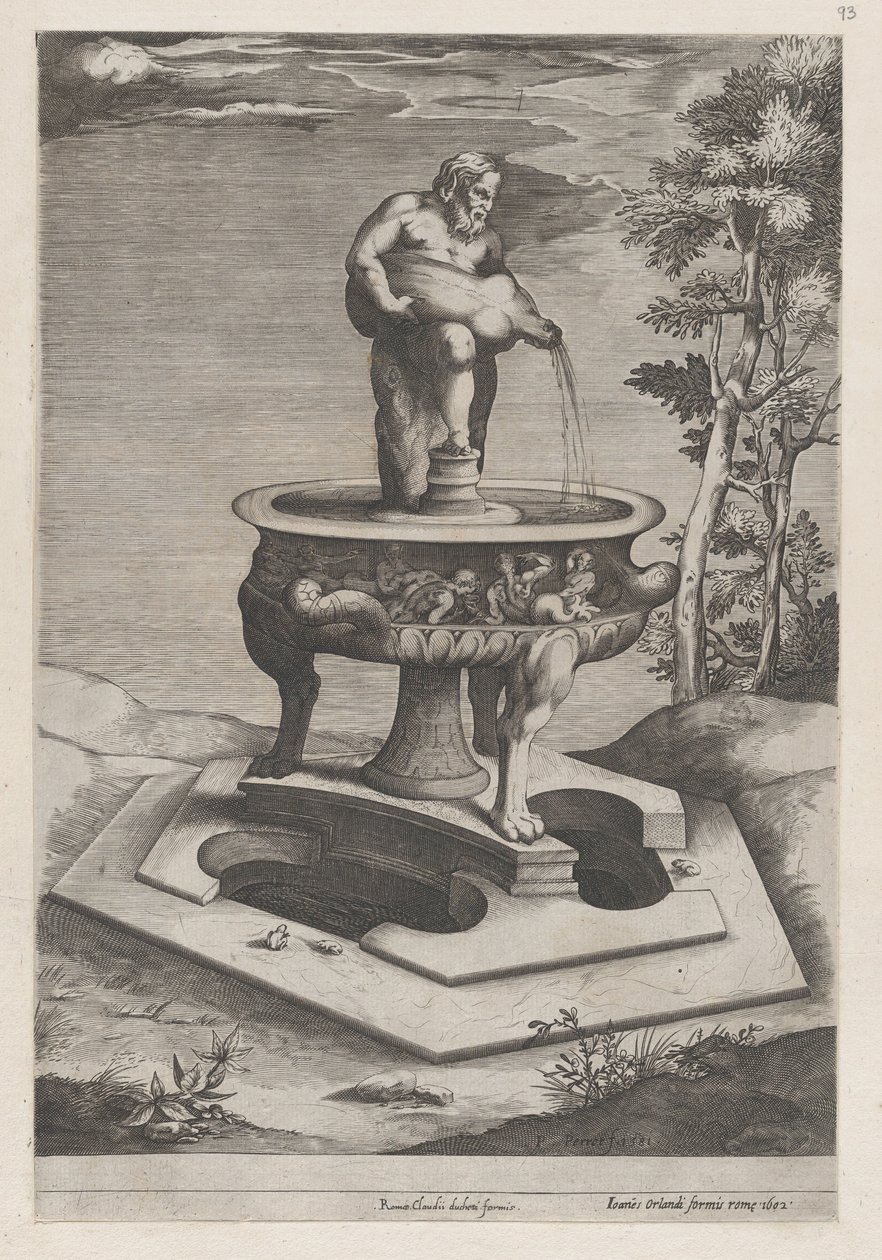 Mirror of Roman Magnificence: A Fountain and Basin, 1581., 1581. av Pieter Perret