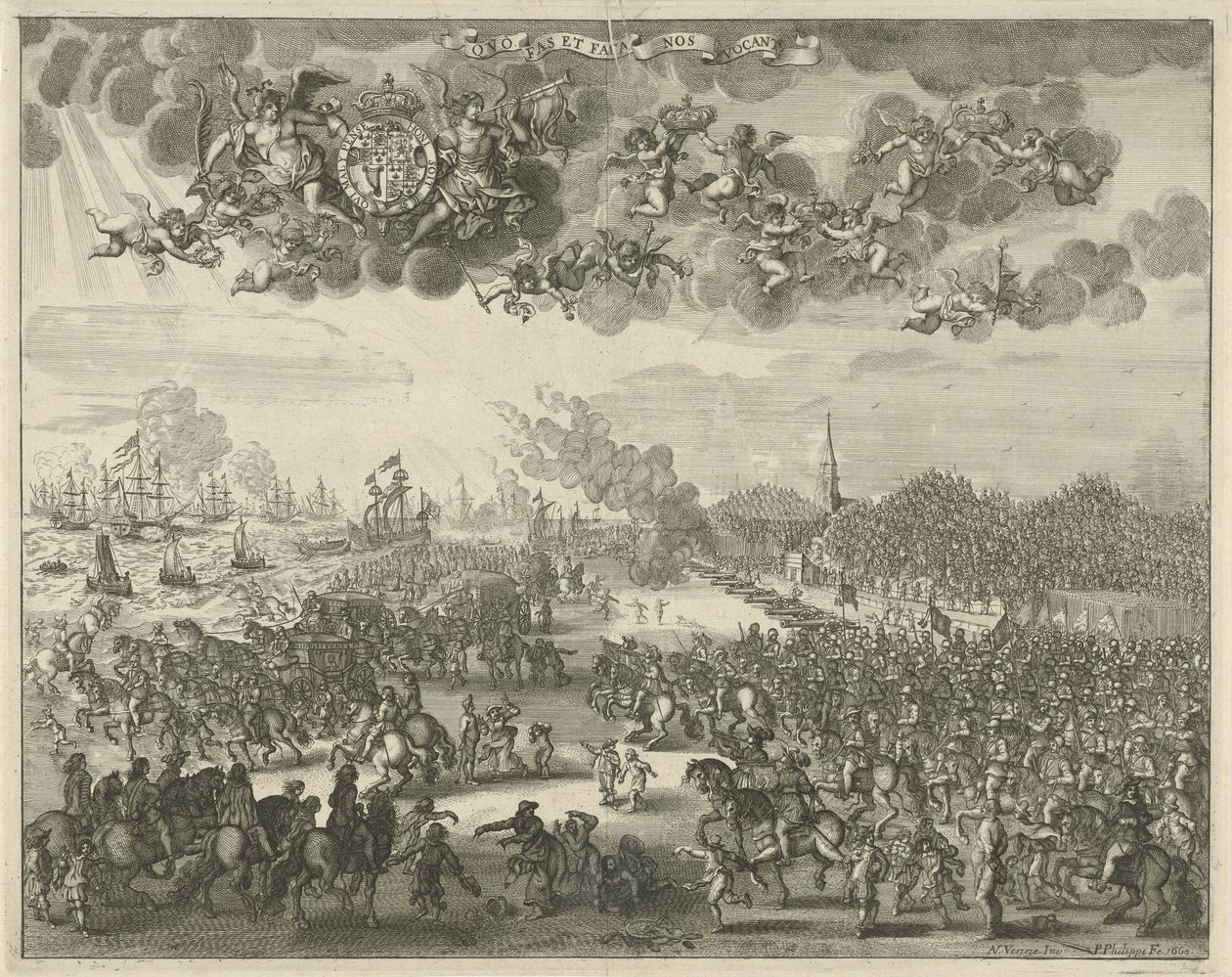 Karl II:s avresa från Scheveningen till England, 1660 av Pieter Philippe