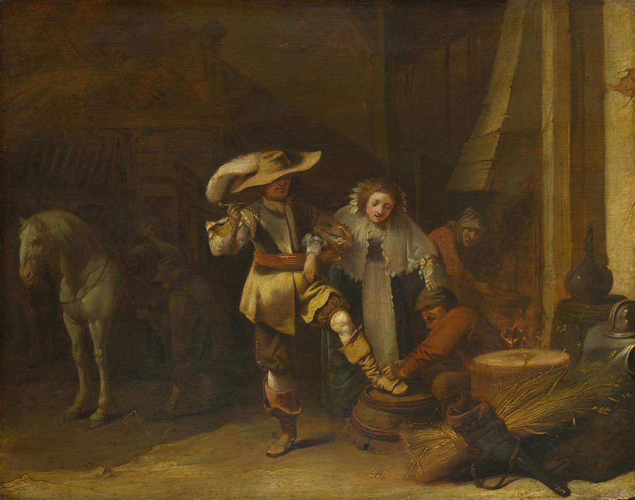 En man och en kvinna på en stallgård, 1630-talet av Pieter Quast