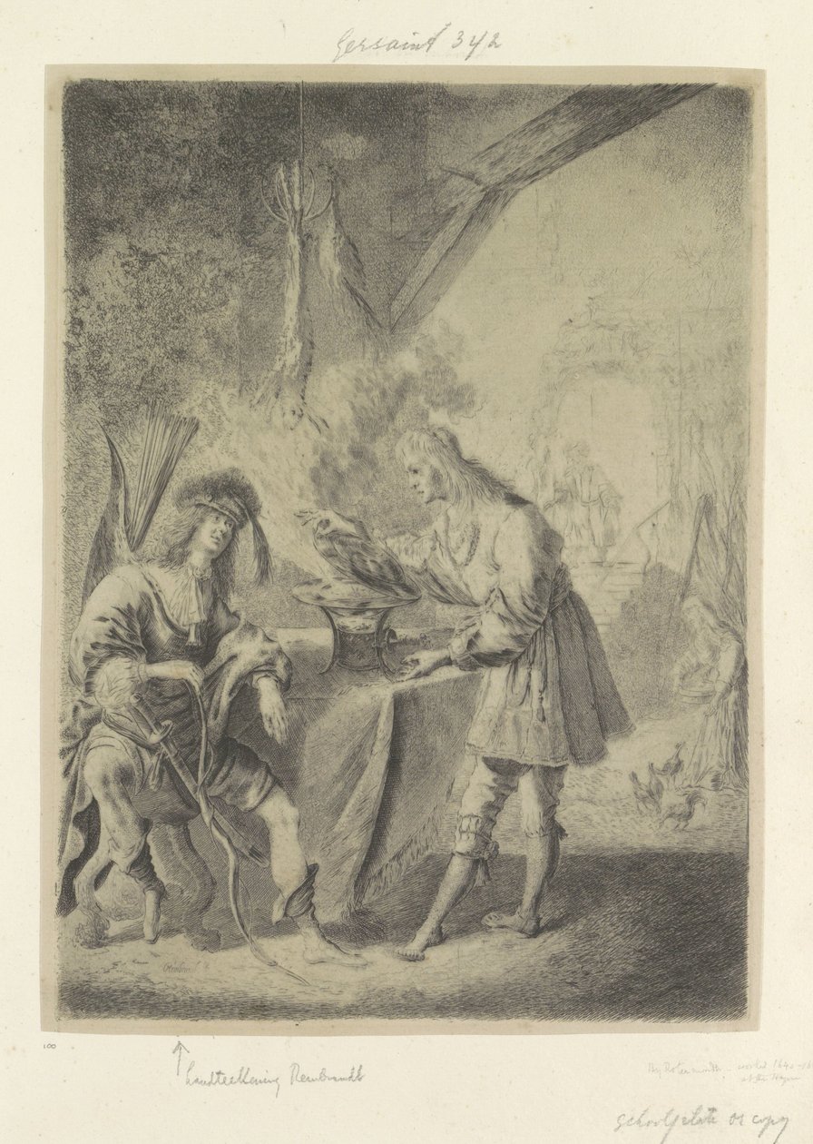 Esau säljer sin förstfödslorätt till Jakob Recueil de quatre-vingt-cinq estampes originales (serietitel) av Pieter Rottermondt