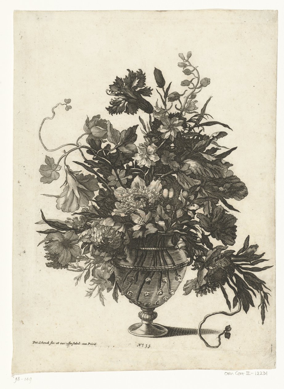 Glasvas med blommor Vaser med blombuketter (serietitel) av Pieter Schenk (I)