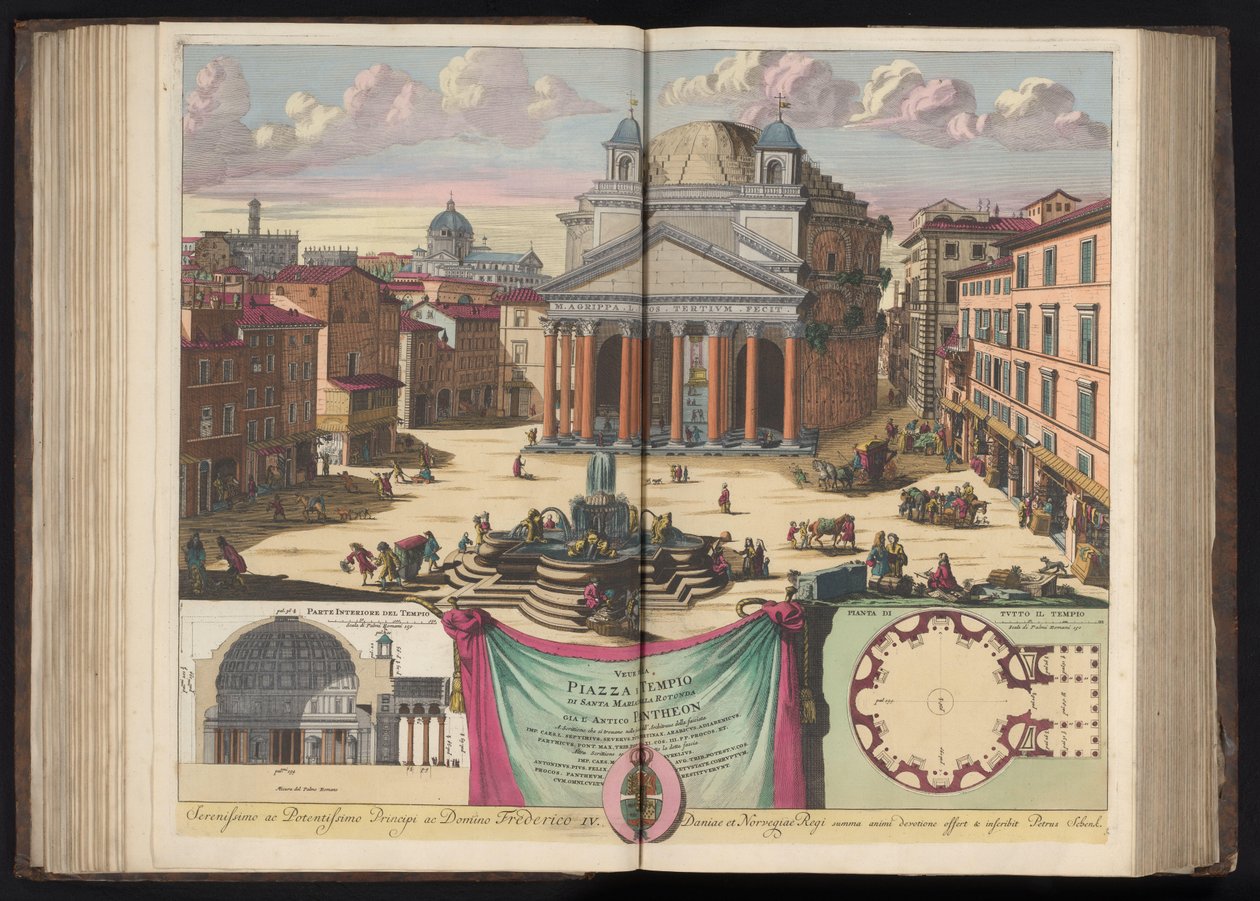 Pantheon i Rom Veue de la Piazza och Temple of Santa Maria della Rotonda tidigare det antika Pantheon (titel på objektet) av Pieter Schenk (I)