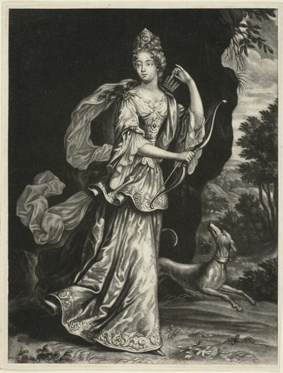 Anne Catharine Mouy, grevinna av Broglia, som gudinnan Diana av Pieter Schenk