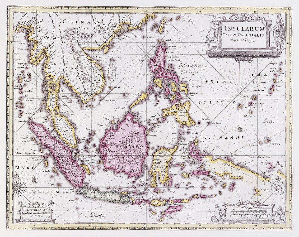 Karta över Kina och Indonesien, ca 1710 av Pieter Schenk