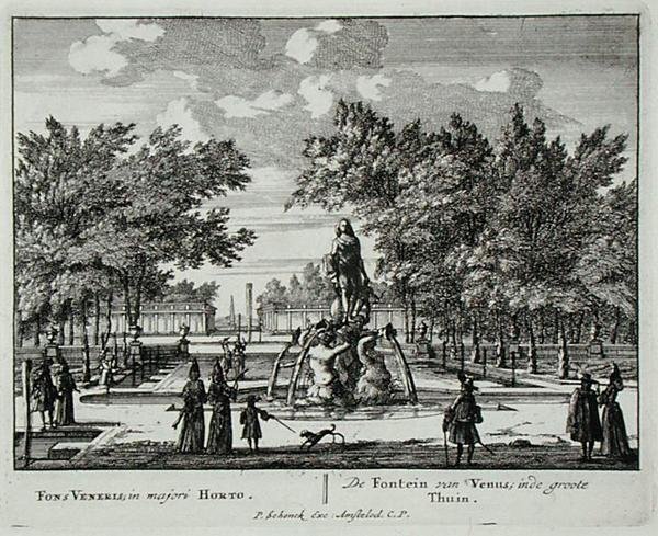Venusfontänen i en storslagen trädgård, från 