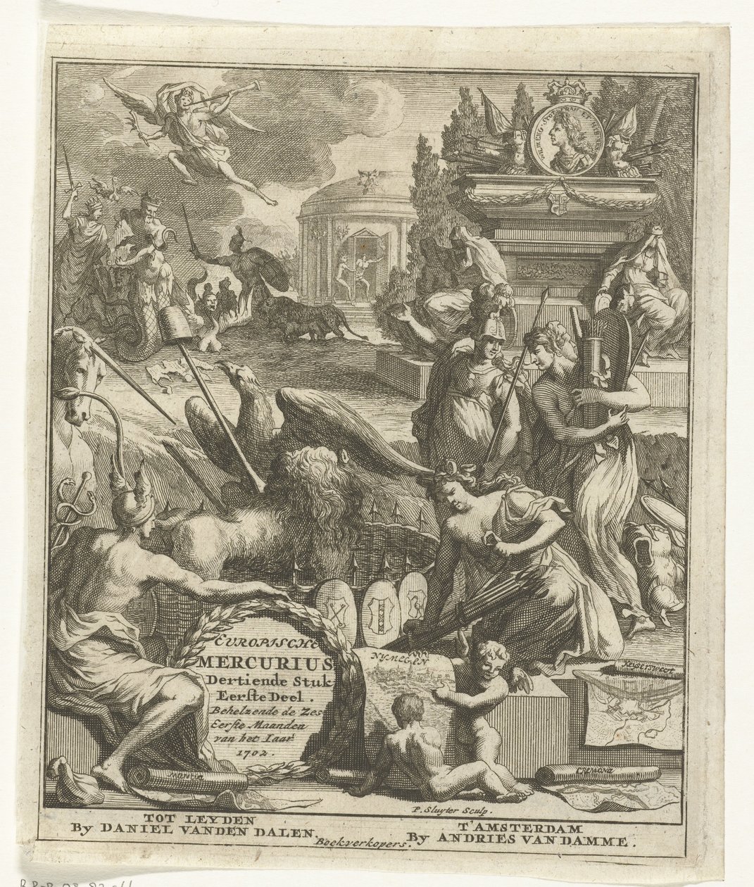 Titelsida för European Mercury of 1702 European Mercury, trettonde stycket del ett. Innehåller de sex första månaderna av året 1702 (titel på objekt) av Pieter Sluyter