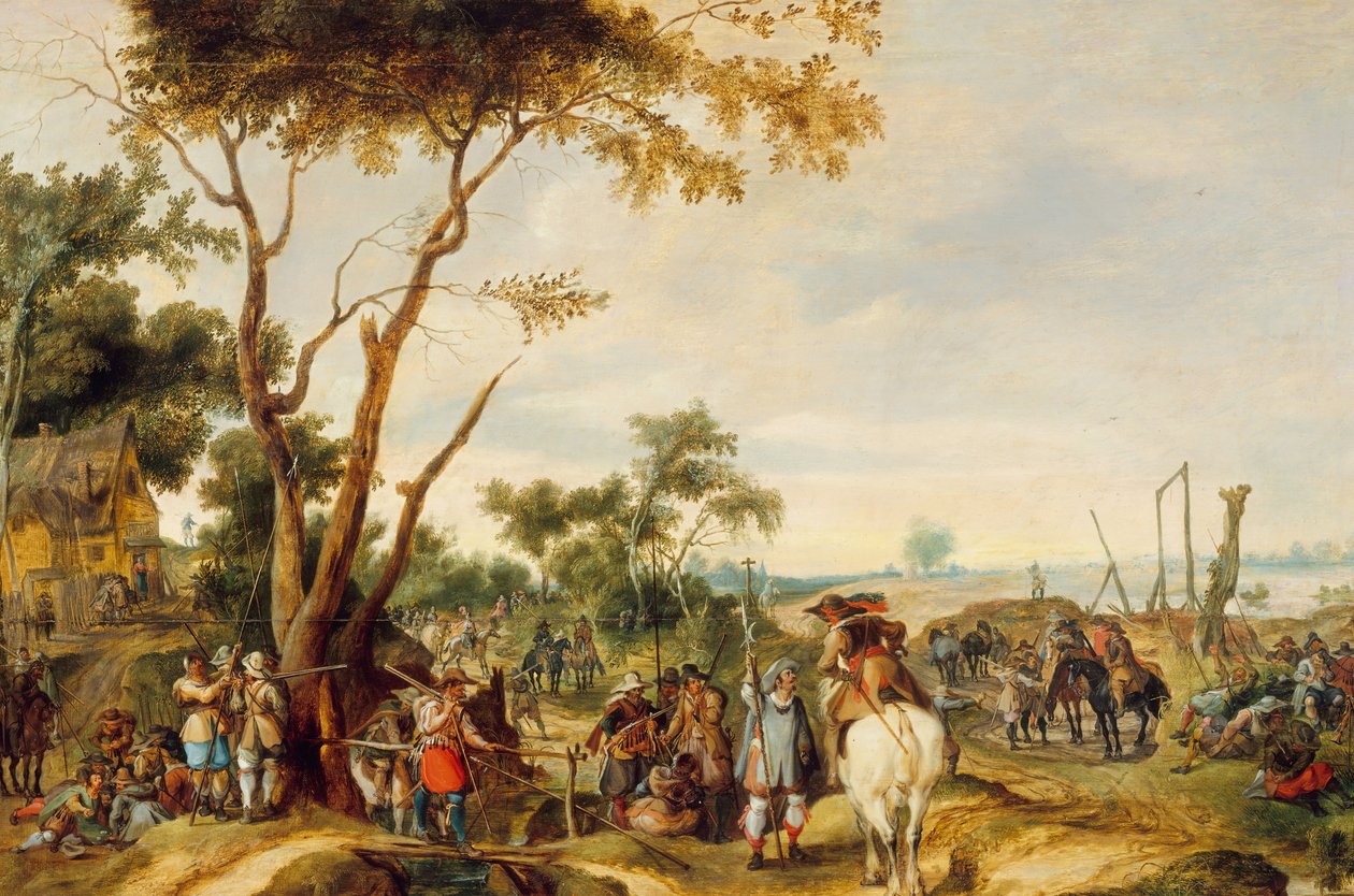 Soldater bivackerar. av Pieter Snayers