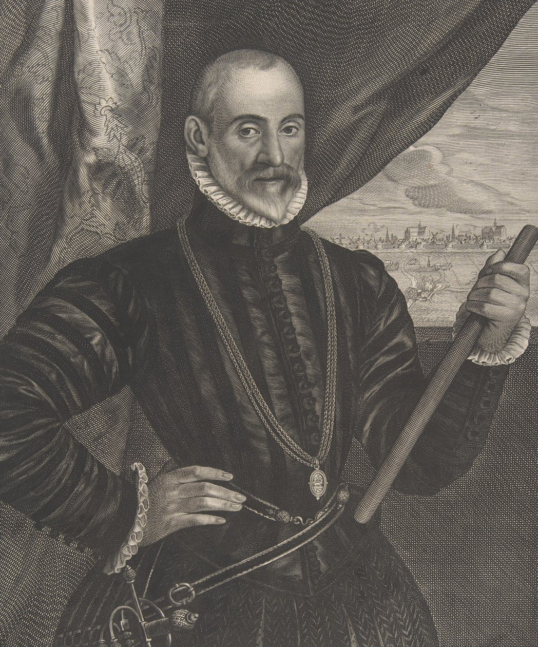 Francisco Valdes, spansk befälhavare, från serien Quatuor Personae..., 1649. av Pieter Soutman