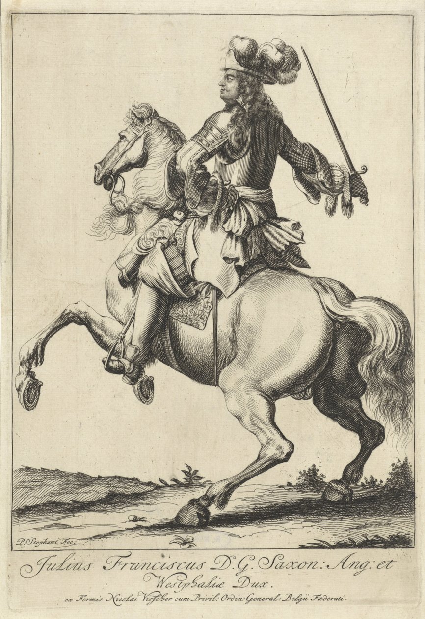 Ryttarporträtt av Julius Frans av Saxe-Lauenburg av Pieter Stevens (vermeld in 1689)