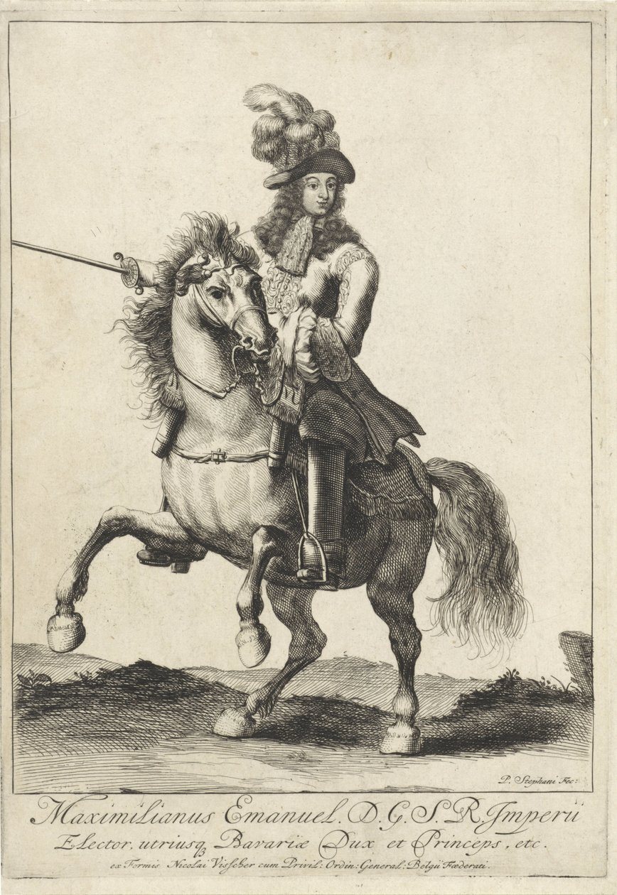 Ridsporträtt av Maximilian II Emanuel, kurfurst av Bayern av Pieter Stevens (vermeld in 1689)