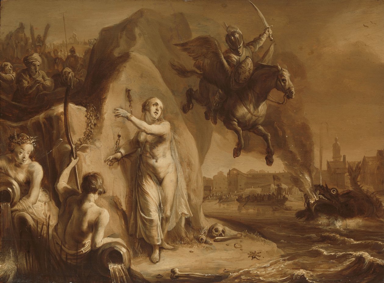Perseus och Andromeda. Allegori om Nederländernas befrielse av Prins Frederik Hendrik av Pieter Symonsz Potter (attributed to)