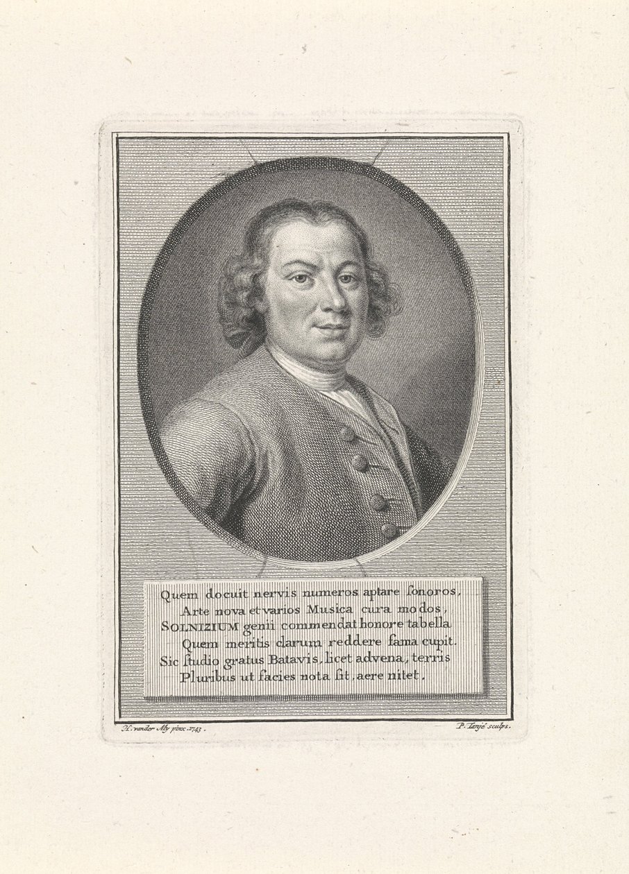 Porträtt av tonsättaren Anton Wilhelm Solnitz 1708-1752, ca. 1750 av Pieter Tanjé