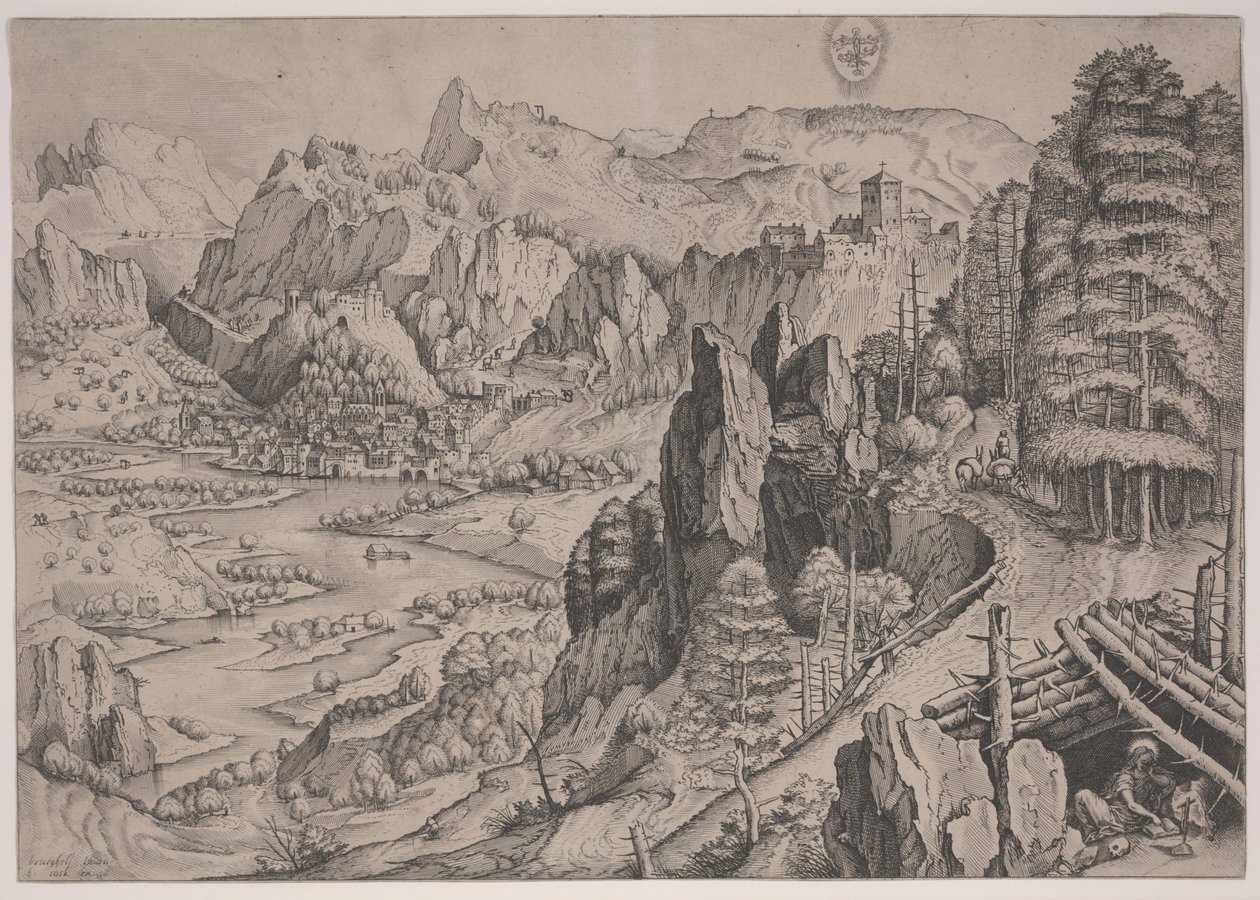 Magdalena Poenitens, tryck gjort av Jan och Lucas van Duetecum av Pieter The Elder (after) Brueghel