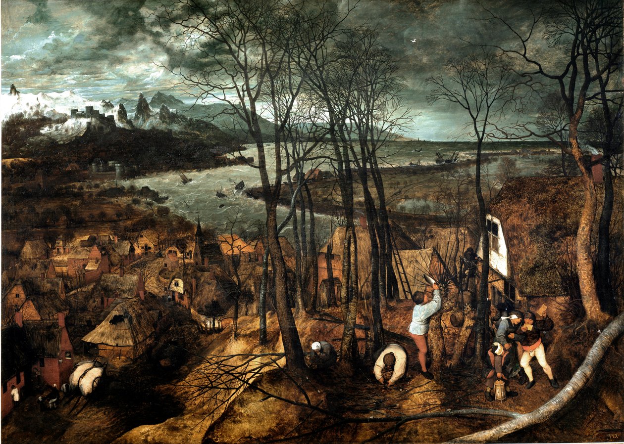Molnig dag Målning av Pieter Bruegel den gamle (eller Pierre Bruegel eller Pieter Bruegel eller Brueghel av Pieter Bruegel the Elder