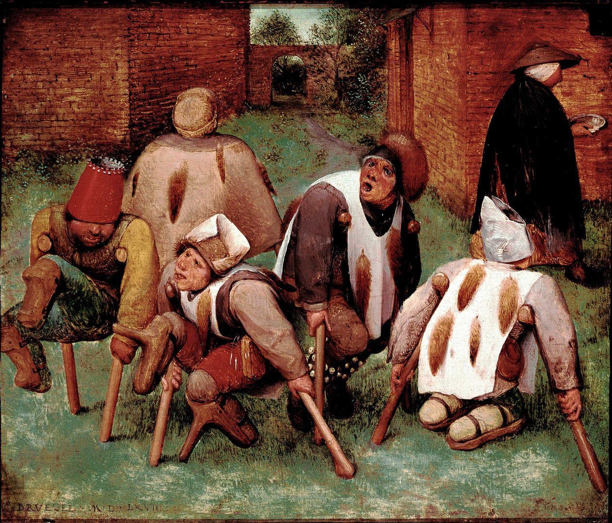 Estropierna Grupp av funktionshindrade karaktärer, butts-de-jatte (rumpor). Målning av Pieter Bruegel (eller Breugel eller Brueghel eller Breughel) dit l