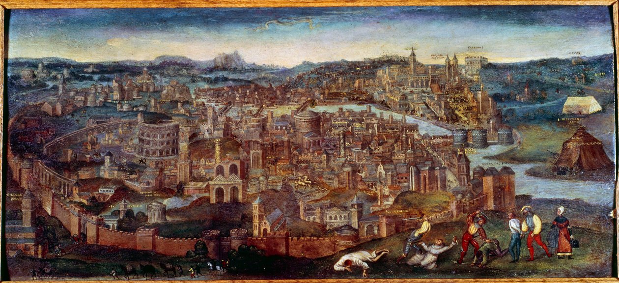 Utsikt över Rom. Målning av Pieter Brueghel säger det gamla (eller det gamla av Pieter Bruegel the Elder
