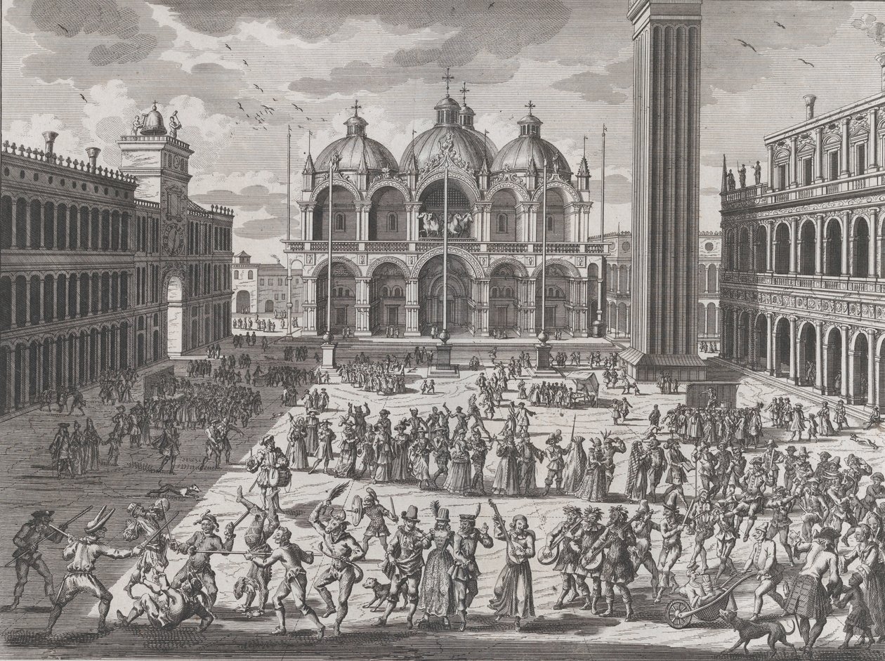 Karnevalen i Venedig, från: Thesaurus of Antiquities and Histories of Italy, vol. 9, 1722 av Pieter Van der Aa