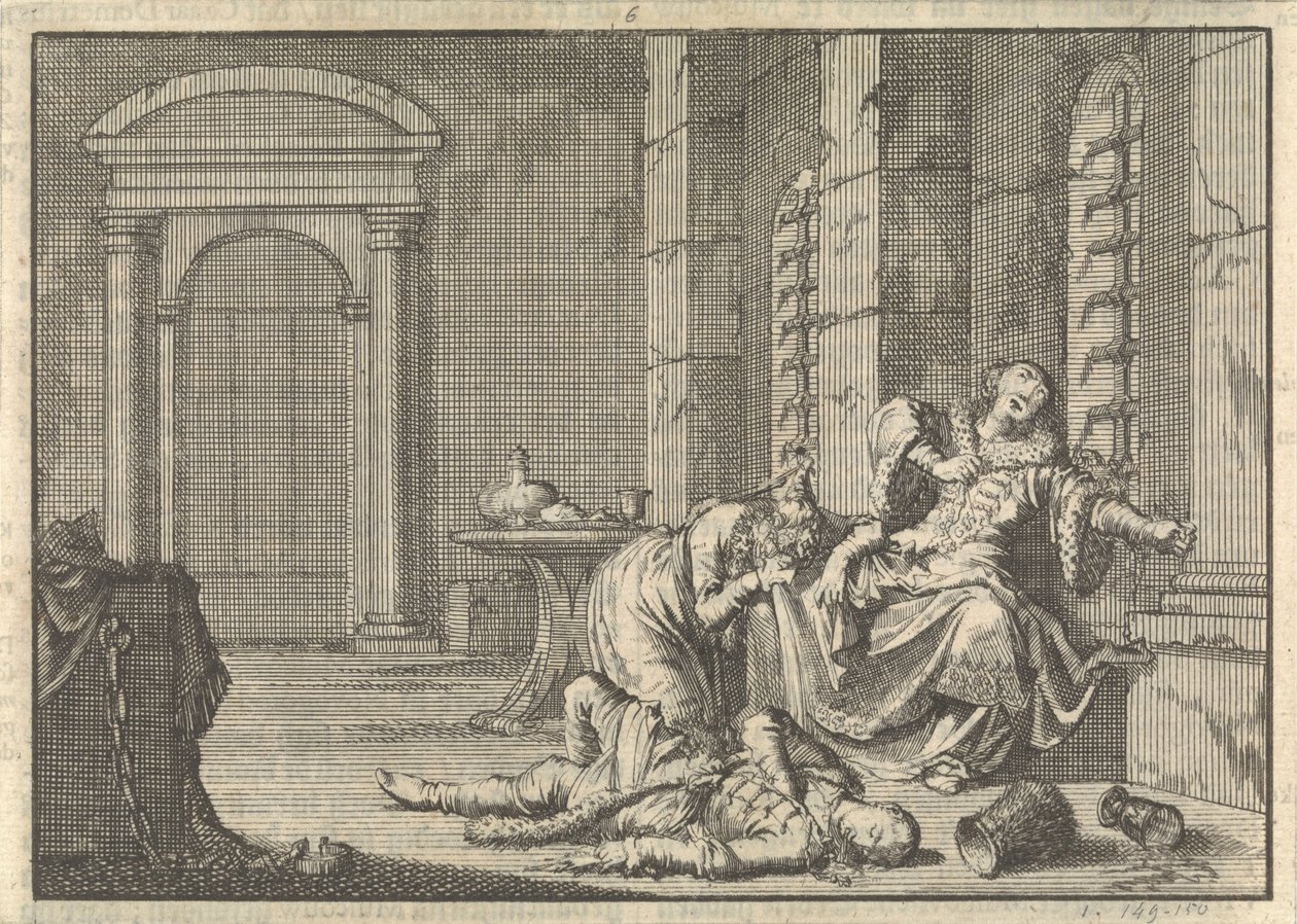 Tsar Fjodor II Borisovitj Godunovs död, 1605, 1698 av Pieter Van der Aa