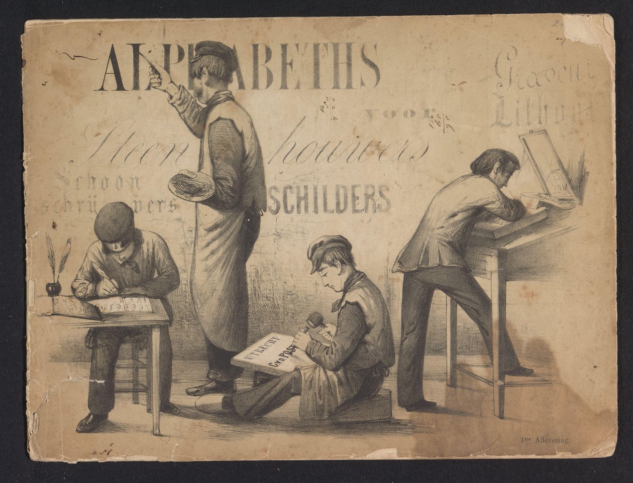 Teckensnitt Album Alfabet för stenhuggare kalligrafer målare gravör lithogr (titel på objekt) av Pieter Wilhelmus van de Weijer