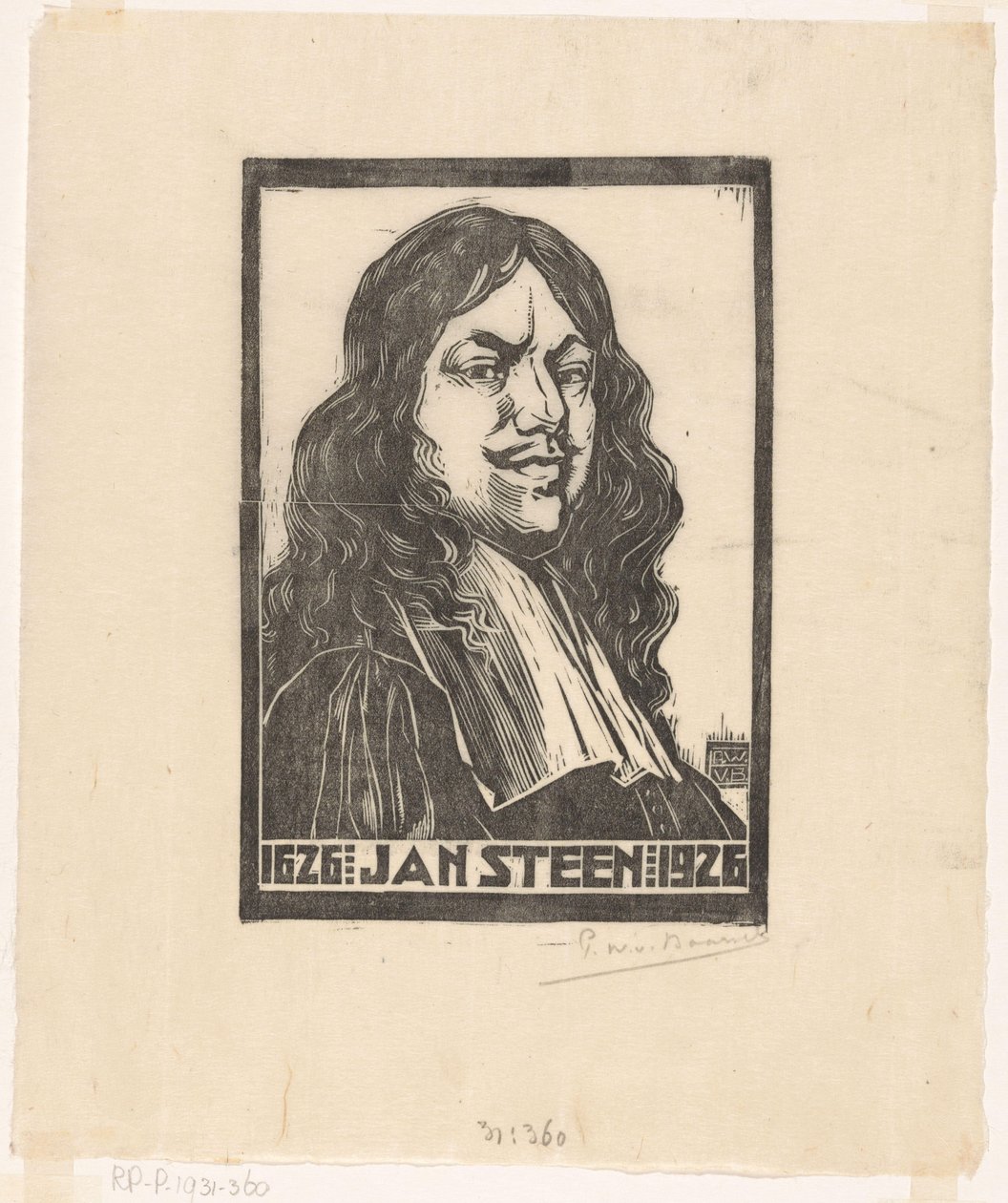 Porträtt av Jan Steen (titel på objekt) av Pieter Willem van Baarsel (signed by artist)