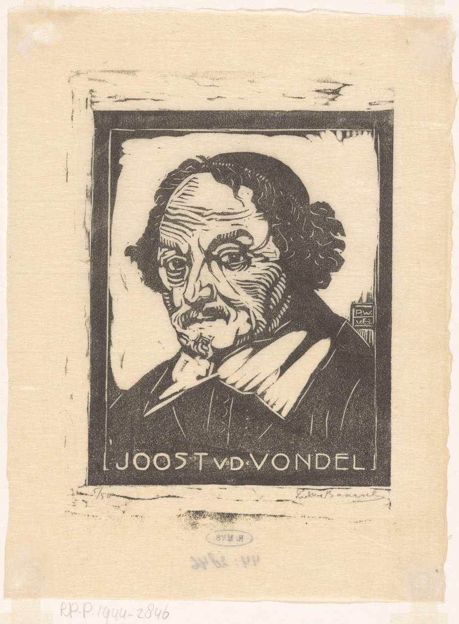 Porträtt av Joost van den Vondel (titel på objekt) av Pieter Willem van Baarsel (signed by artist)