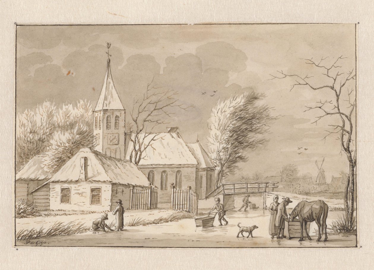 Vintervy vid en kyrka av Pieter de Goeje