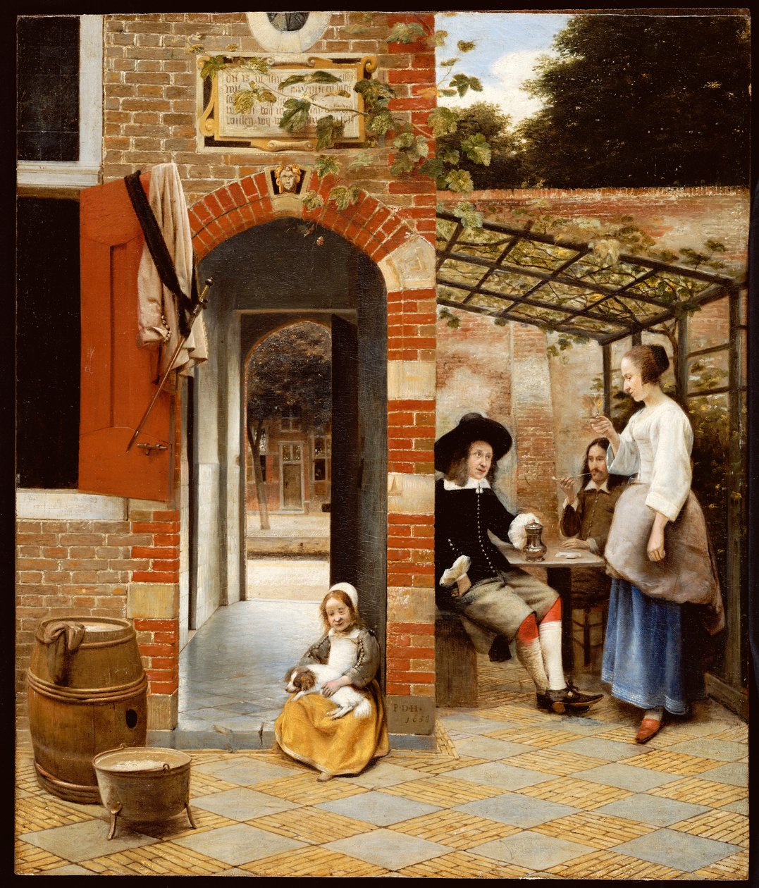 Gården till ett hus i Delft, 1658 av Pieter de Hooch