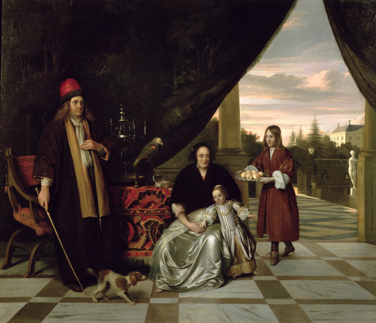 Familjeporträtt på en terrass, 1667 av Pieter de Hooch