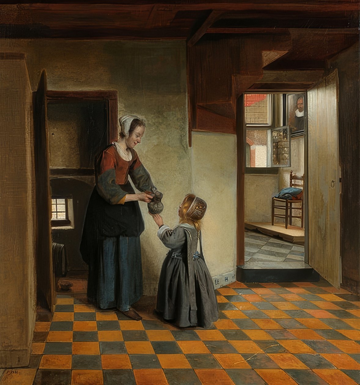Kvinna med ett barn i ett skafferi. Omkring 1656-60 av Pieter de Hooch
