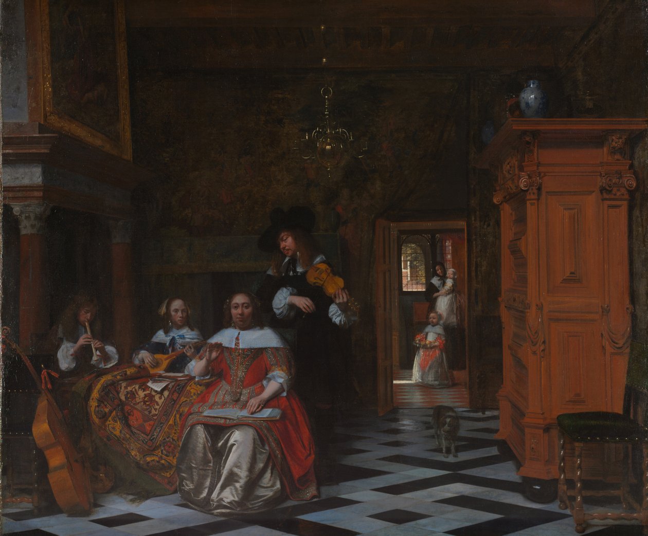 Porträtt av en familj som spelar musik, 1663 av Pieter de Hooch