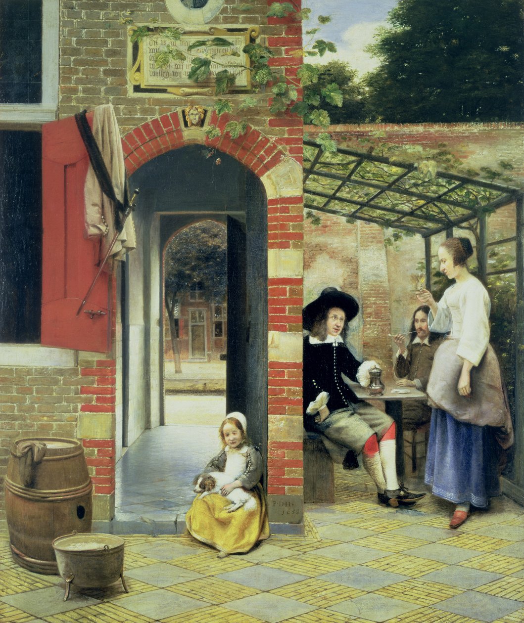 Gården till ett hus i Delft av Pieter de Hooch