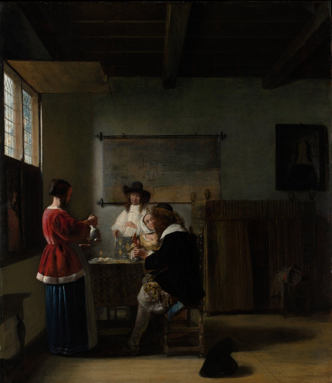 The Visit, c.1657 (olja på trä) av Pieter de Hooch