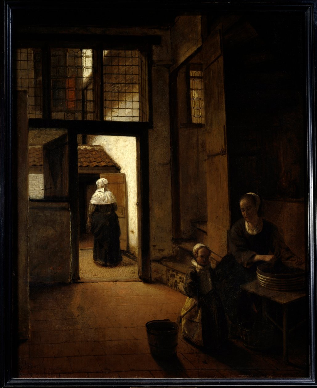 Utsikt över bakgården till ett holländskt hus Målning av Peter de Hooch (1629-1681) (ec.flam.) 1600-talet sön. 0,6x0,49 m Paris, Louvren av Pieter de Hooch