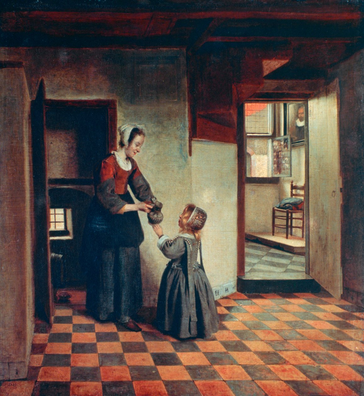 Kvinna med ett barn i ett skafferi, c1660 av Pieter de Hooch