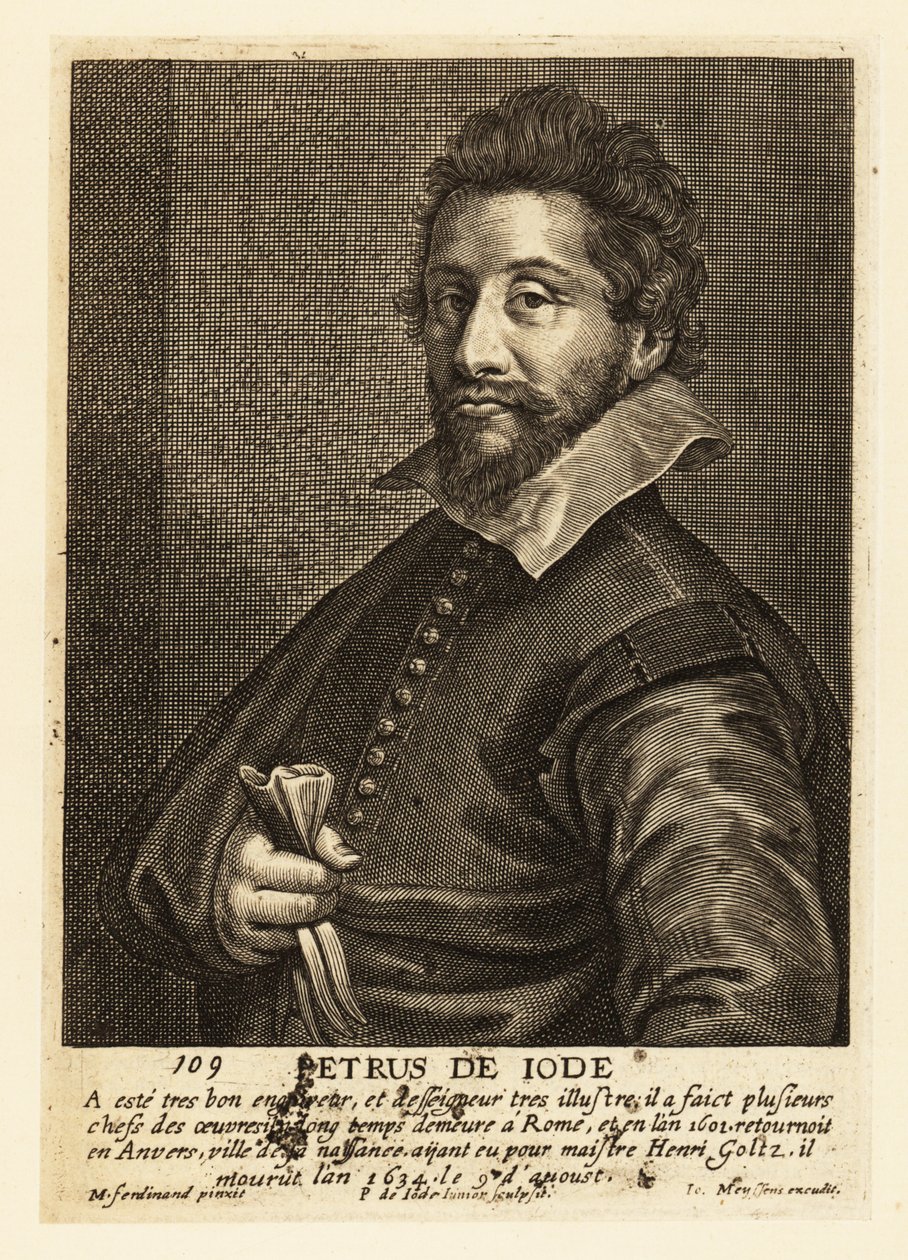 Porträtt av Pieter de Jode den äldre, flamländsk grafiker, tecknare, förläggare och målare av Pieter de II Jode