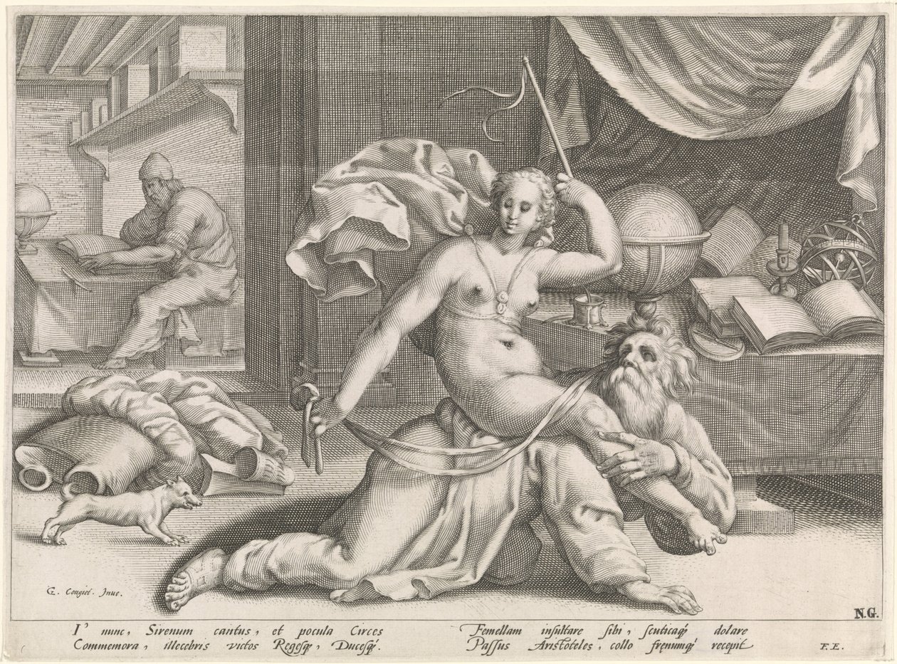 Aristoteles och Phyllis av Pieter de Jode (I) (attributed to)