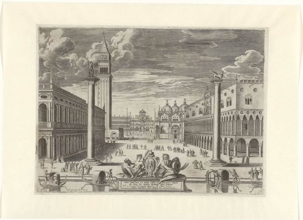 Utsikt över Piazzetta i Venedig, 1585 Vrbs Venetvm vt Nvlli (...) (titel på objekt) av Pieter de Jode (I)